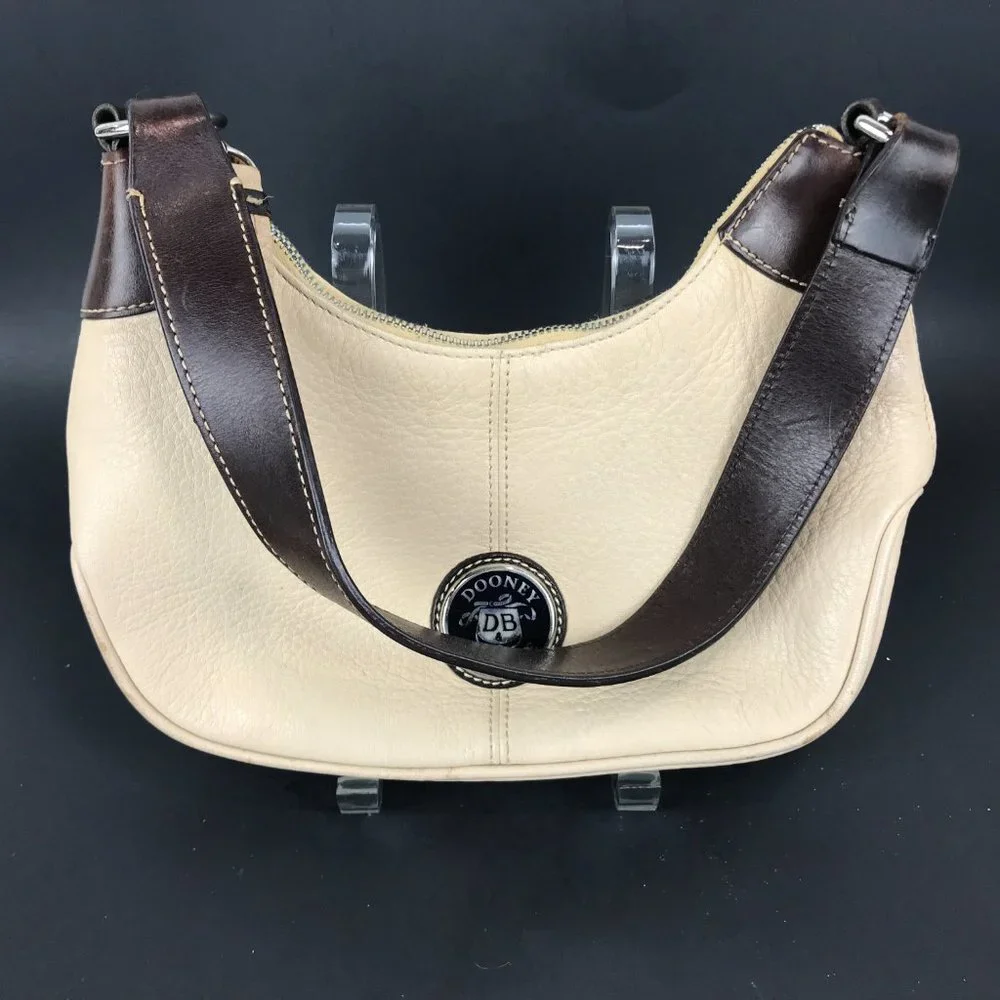 Dooney Bourke Cream/Brown Pebble leather shoulder handbag